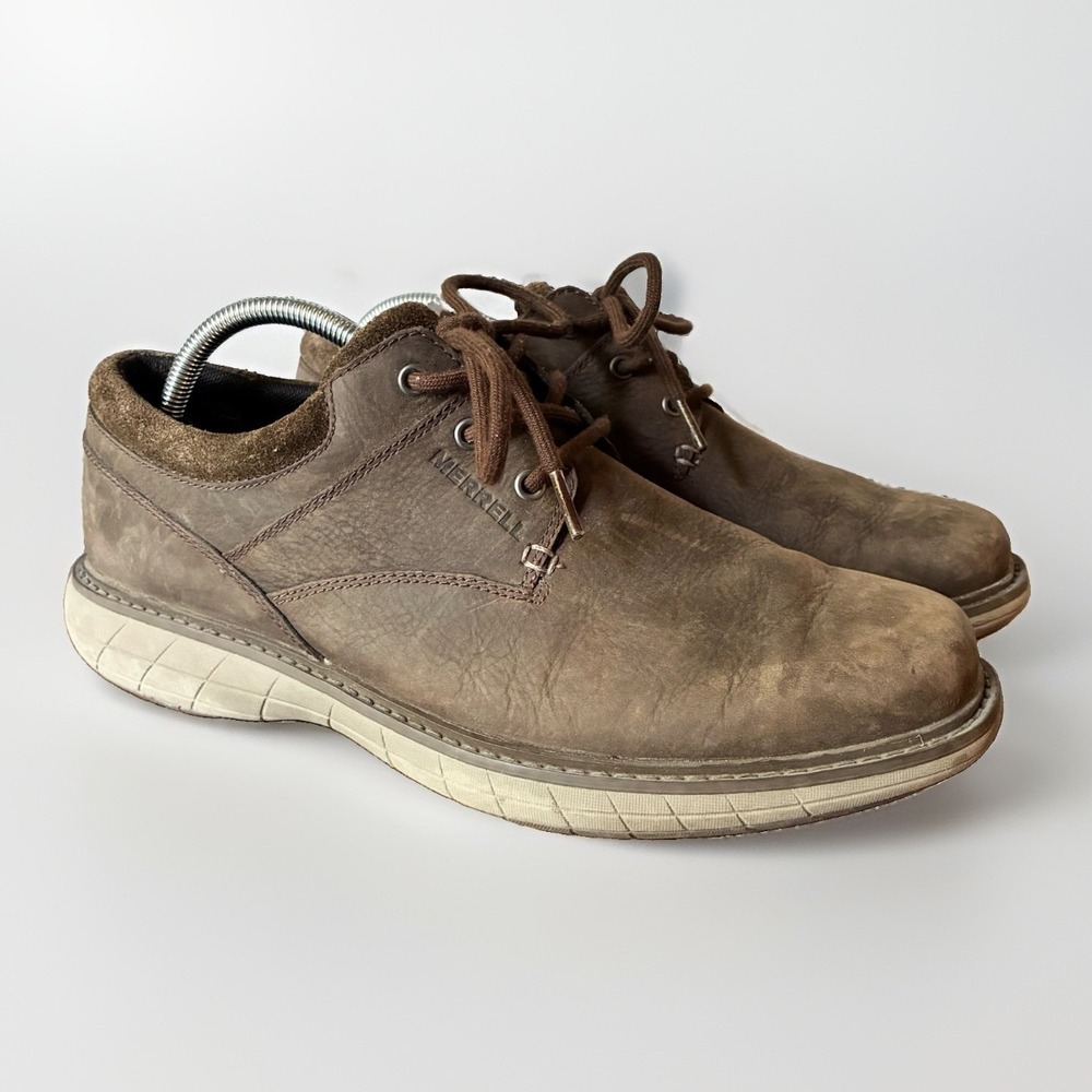 Merrell World Vue Lace Up Comfort Oxford Brown Leather Casual Shoes Mens 10 - Picture 1 of 9